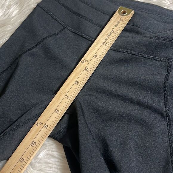Athleta Sonar Capri Legging Solid Black Mesh Drawstring Crop Stretch Women Small - Picture 10 of 11